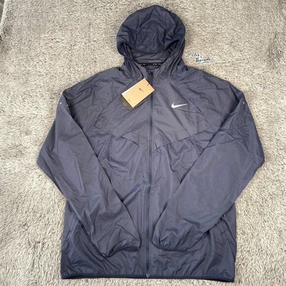 Nike Stride Repel UV Running Jacket Size Medium Men Thunder Blue HV4548-437 - Picture 1 of 9